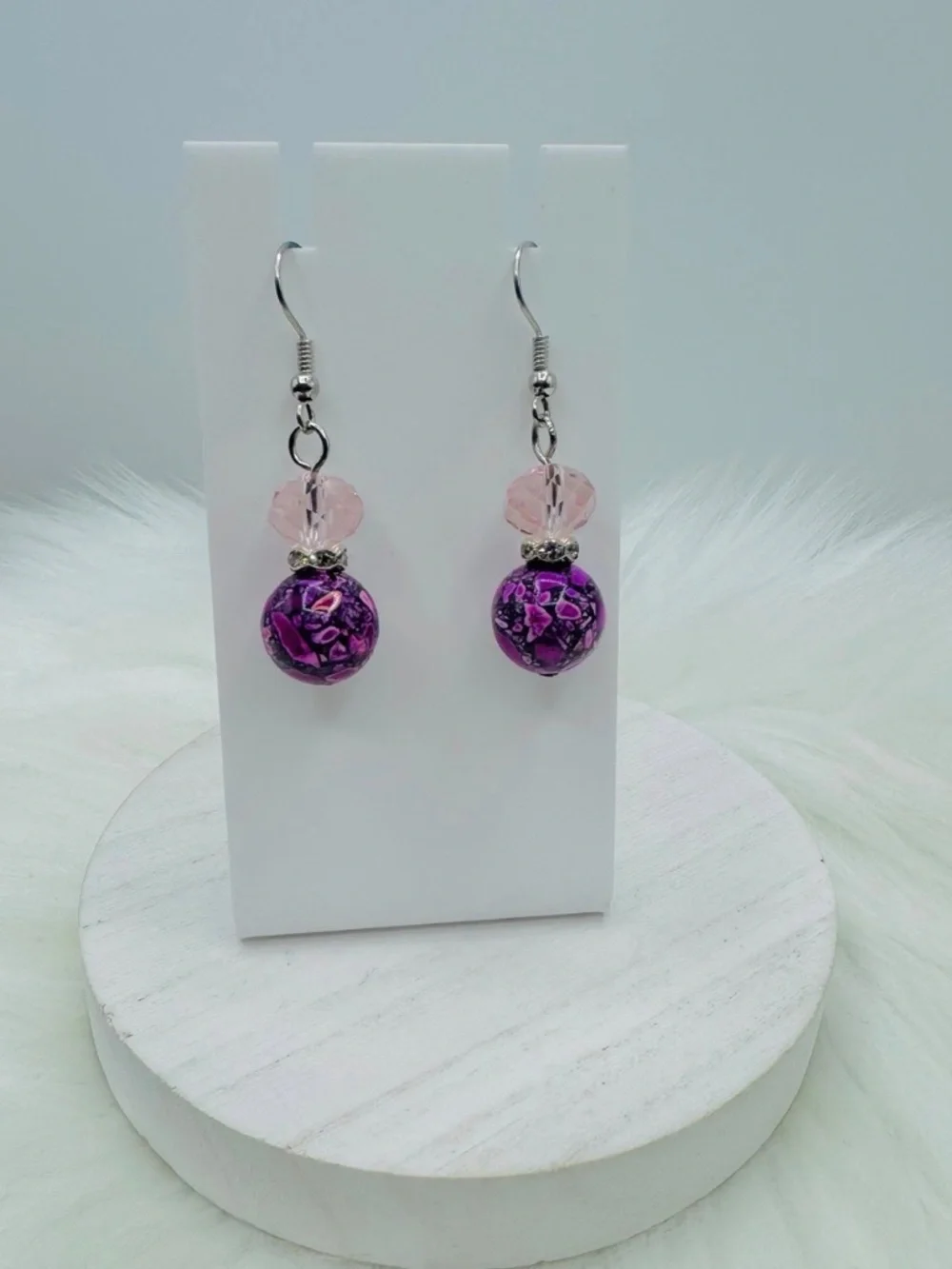 Pink theme Beaded Dangling earrings